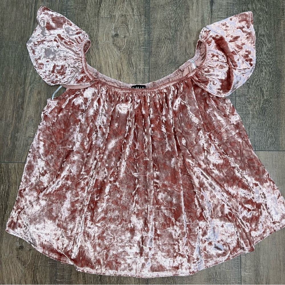 T.I.M.I.N.G Crushed Velvet Pink Top